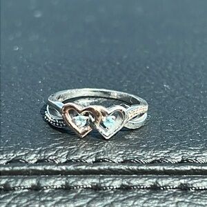 Kay Jewelers Sterling 10K Rose Gold Diamond Topaz Promise Ring Size 6